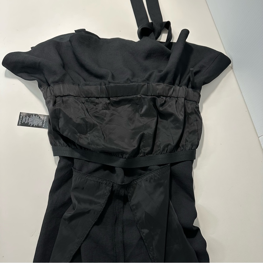ARITZIA Babaton Black Flutter Jumpsuit Sz 8 Self Tie Belt Resort Party Pretty - Picture 16 of 16